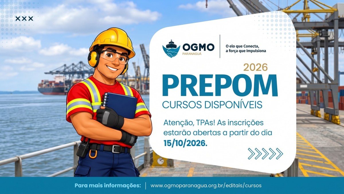 OGMO de Paranaguá abre inscrições para cursos de operação de equipamentos portuários