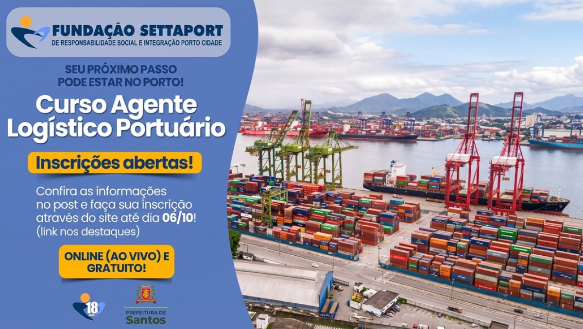 Fundação Settaport oferece curso gratuito de Agente Logístico Portuário