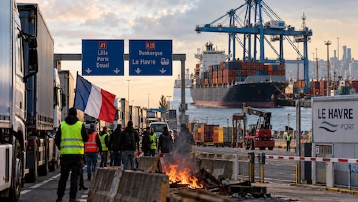 Protestos na França afetam transporte rodoviário e portuário