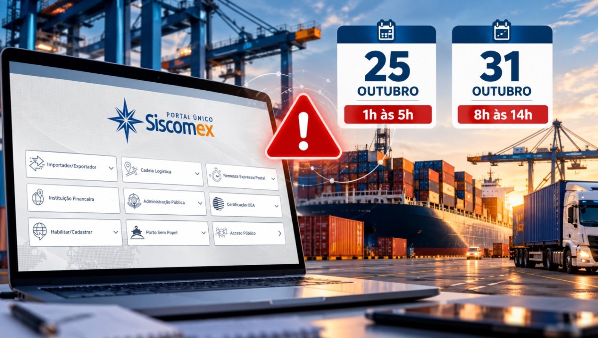 Siscomex anuncia duas paradas programadas em outubro; veja as datas e os impactos para o comércio exterior
