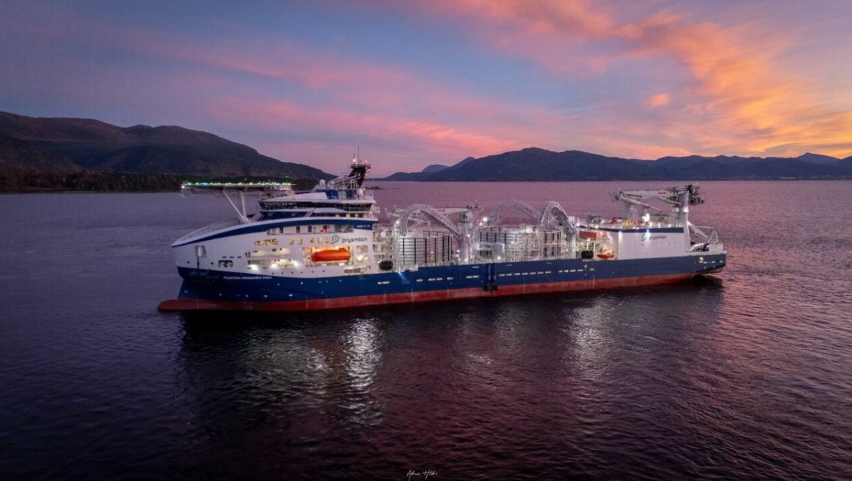 Prysmian's 193-meter CLV Alessandro Volta performing sea trials