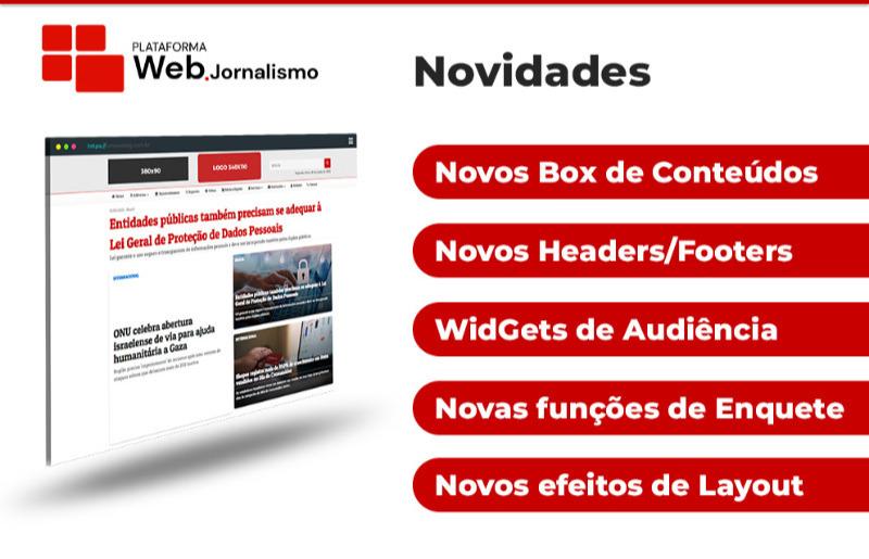 Release da versão 4.9.8 plataforma de notícias Web Jornalismo