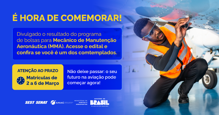 Programa de bolsas para Mecânicos de Manutenção Aeronáutica recebe quase 2 mil inscrições